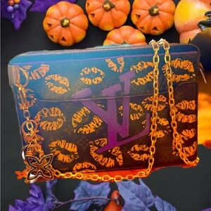 Louis Vuitton monogram vintage handpainted handbag converted Crossbody